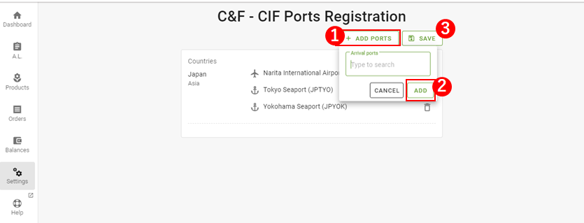 register ports